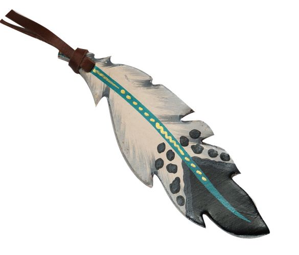 Leder-Feder, weiß-schwarz