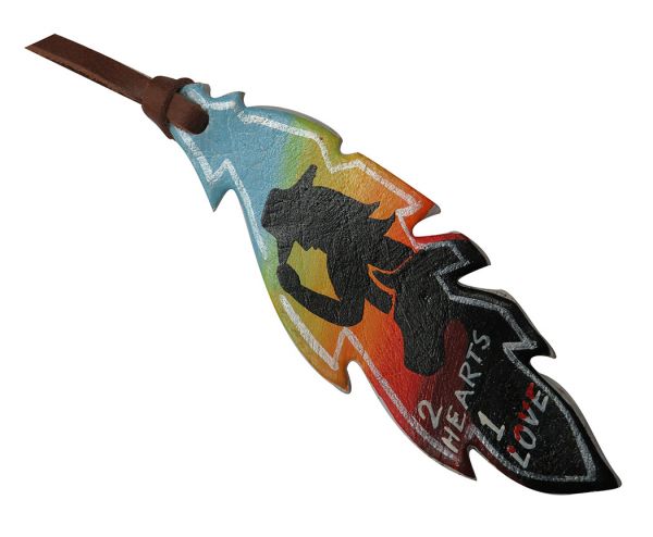 Leder-Feder 2 Hearts 1 Love, bunt