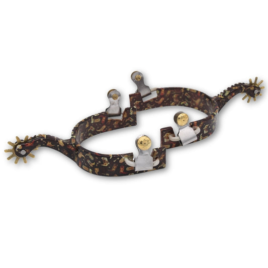 Westernsporen mit Stiefel-Overlay-Muster, Rädchensporen,