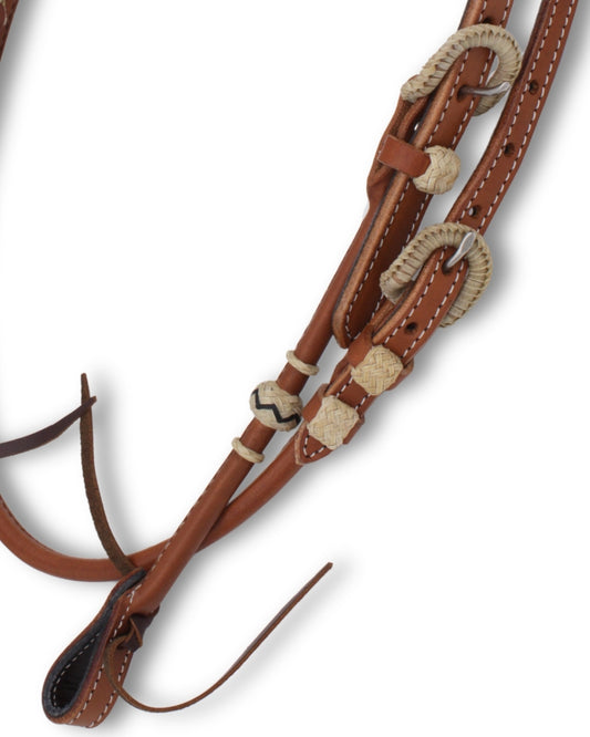 Zweiohr Westerntrense mit Genickriemen und Rohhaut-Akzenten aus amerikanischem Leder,