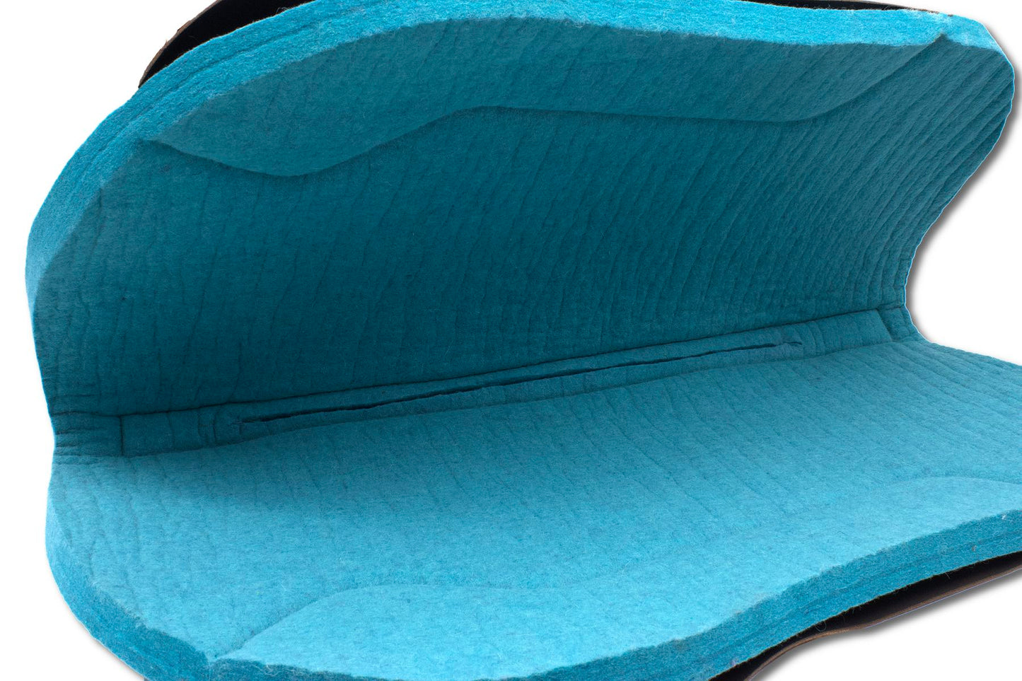 Western Filzpad türkis roundskirt kurz mit dunkelbraunem Leder 73 x 79 cm,