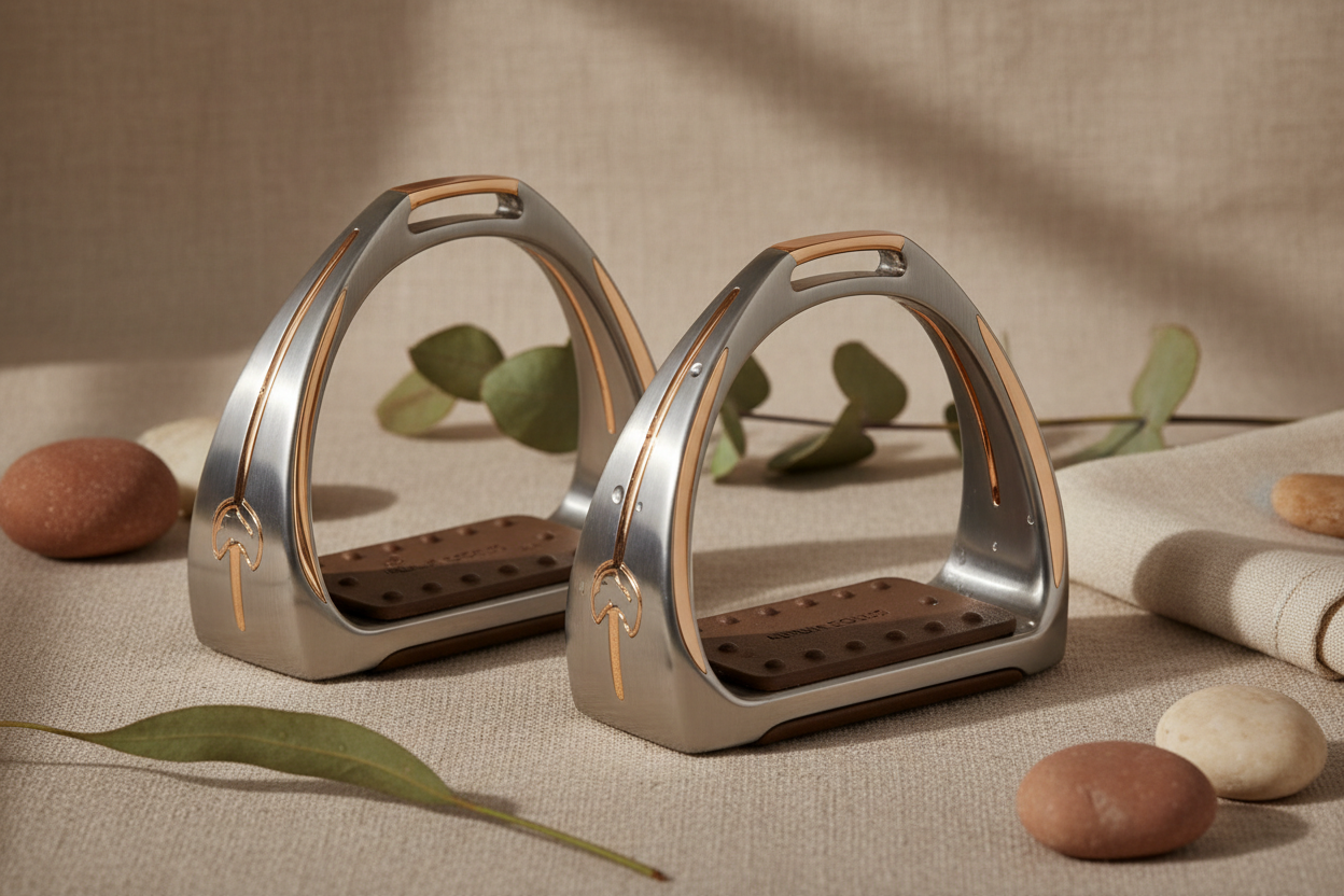 Zwei Silberne-RosegoldSteigbügel