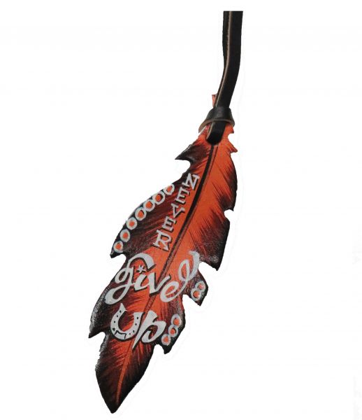 Leder-Feder Never Give Up, rot