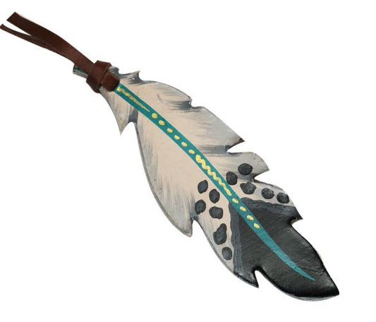 Leder-Feder, weiß-schwarz