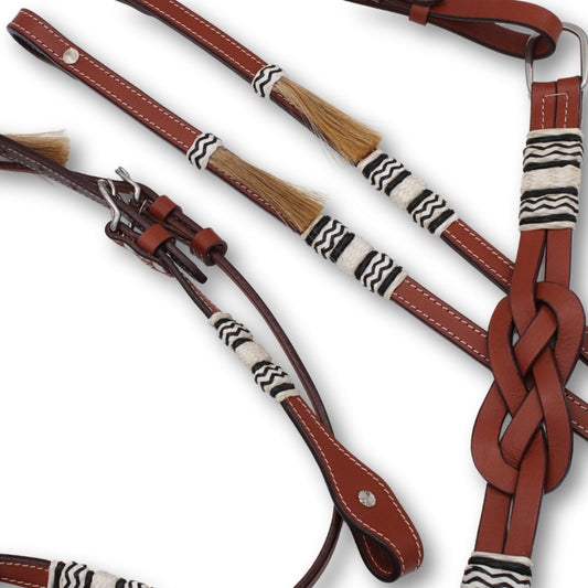 Western-Kopfstück mit Vorderzeug, keltischen Knoten und geflochtene Rohhaut Akzente, Set,