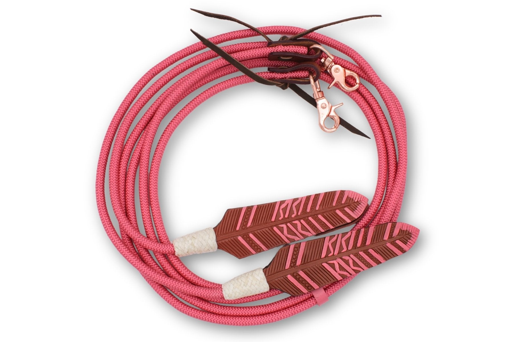 Western Nylonzügel geflochten mit Lederklatsche und austauschbaren Snaps, rose