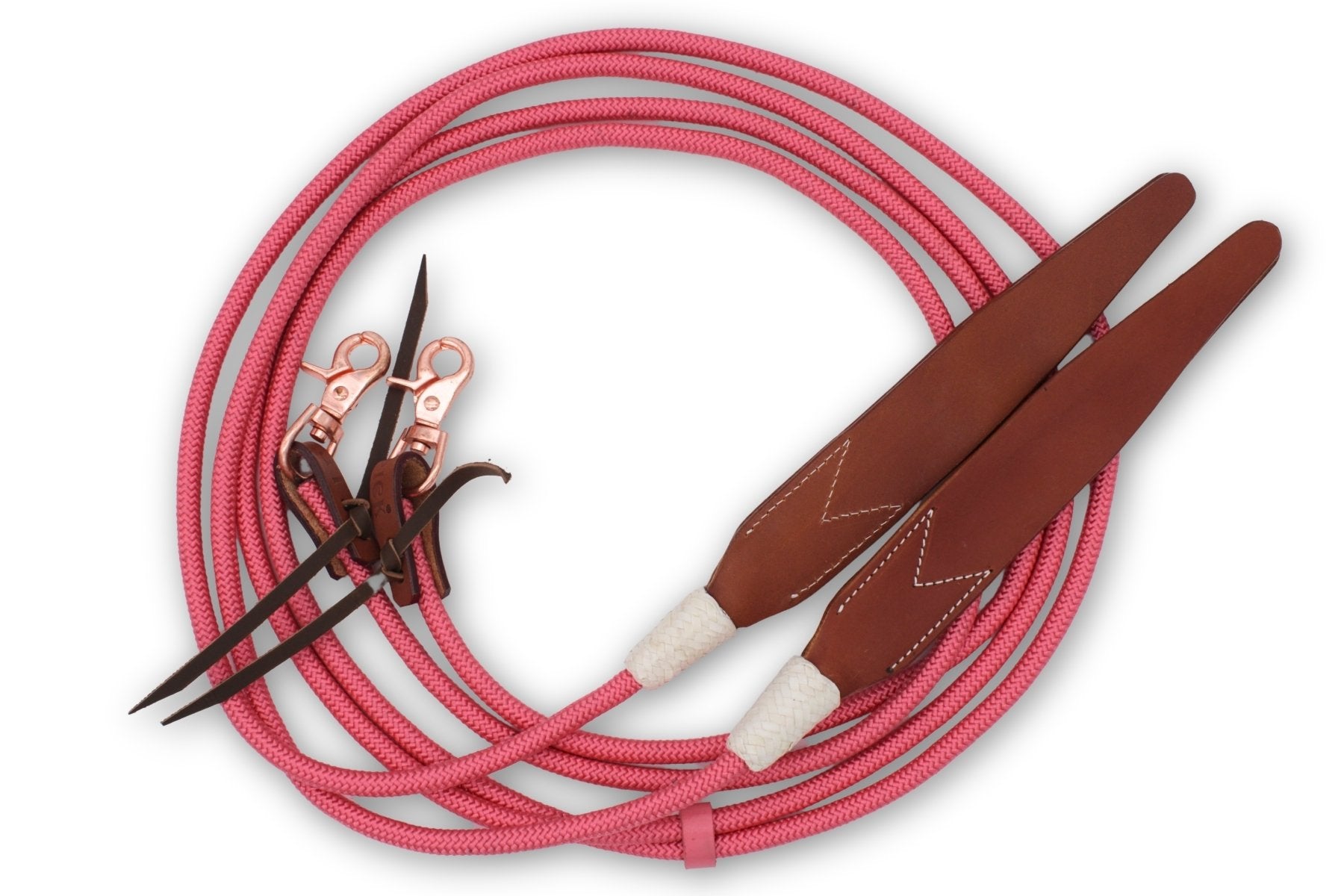 Western Nylonzügel mit brauner Lederklatsche und tauschbaren Snaps, rose