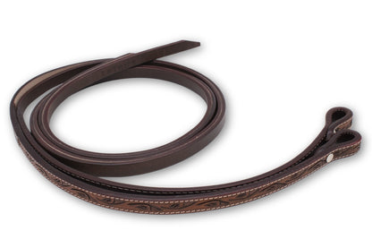 Einohr Westerntrense, Set aus Kopfstück mit Vorderzeug und Zügeln, Vintage-Look, dunkelbraun,