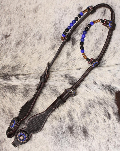 Zweiohr Show Westerntrense royalblau mit Perlen-Earloops