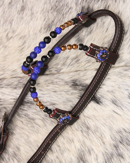 Zweiohr Show Westerntrense royalblau mit Perlen-Earloops,