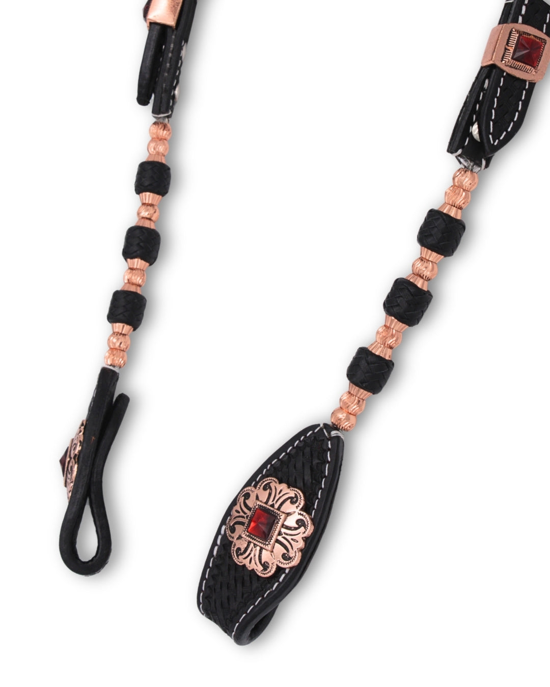 Zweiohr Westerntrense Schwarz Rosegold mit Perlen-Earloop,