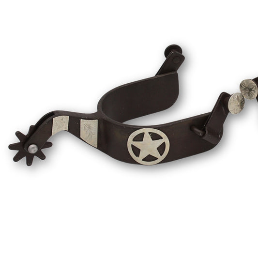 Westernsporen braun mit Texasstern, Rädchensporen