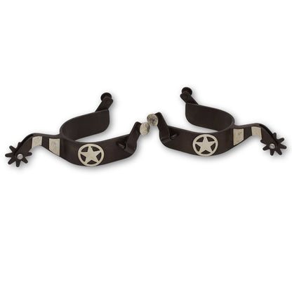 Westernsporen braun mit Texasstern, Rädchensporen,