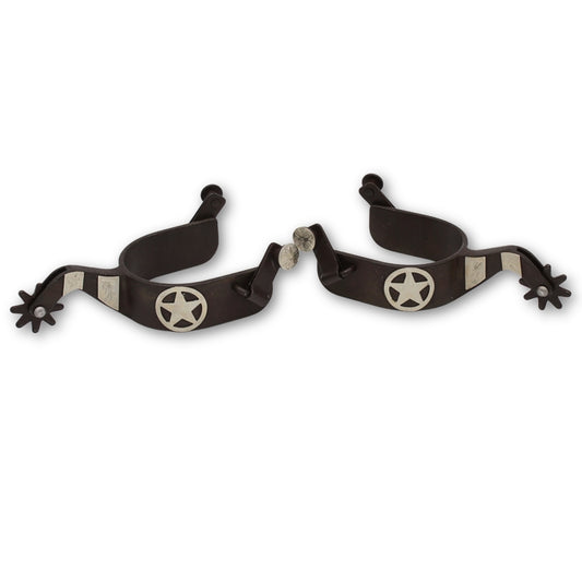 Westernsporen braun mit Texasstern, Rädchensporen,