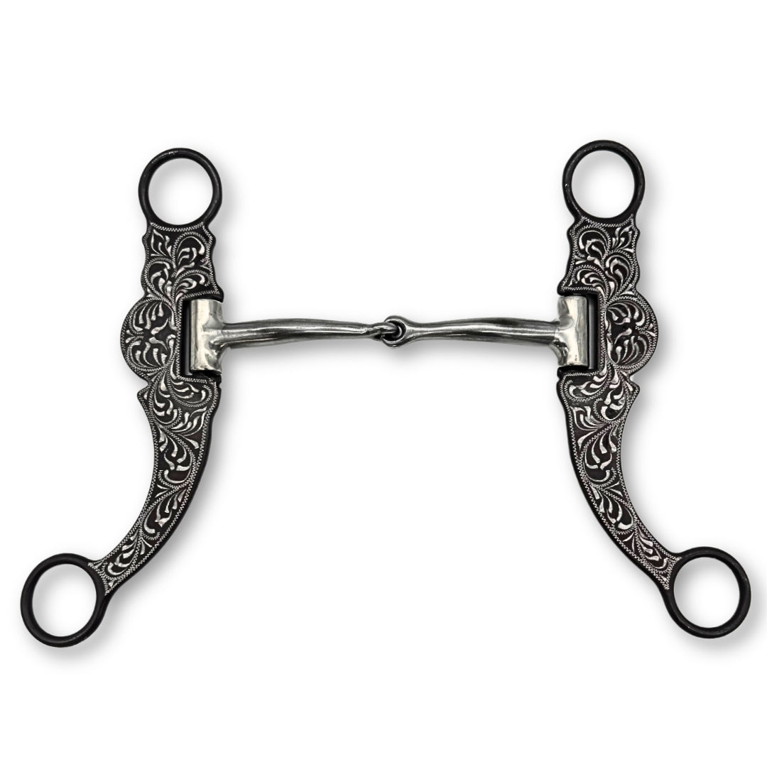 Western show snaffle bit mit Gravur, sweet iron, 12,5cm