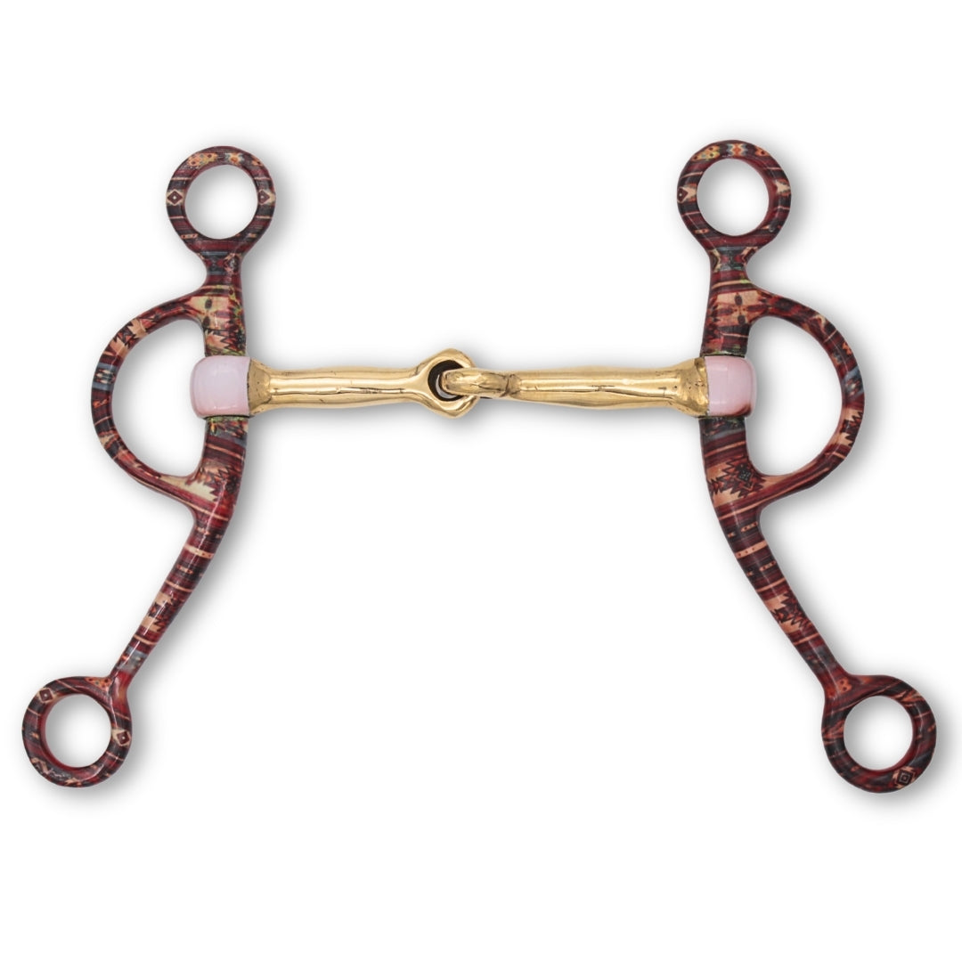Argentinisches Snaffle Bit mit Shanks und Indianer-Design, einfach gebrochen, 12,5cm