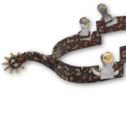 Westernsporen mit Stiefel-Overlay-Muster, Rädchensporen