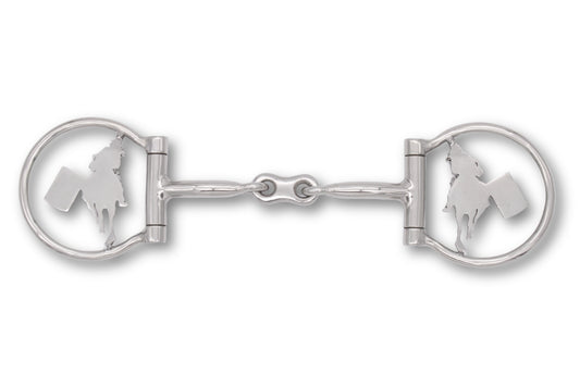 Westerngebiss D-Ring Wassertrense doppelt gebrochen mit Barrel-Racing-Motiv 12,5 cm