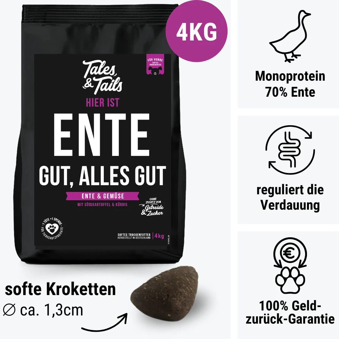 Ente gut, alles gut - Softes Trockenfutter - Hundefutter mit Ente