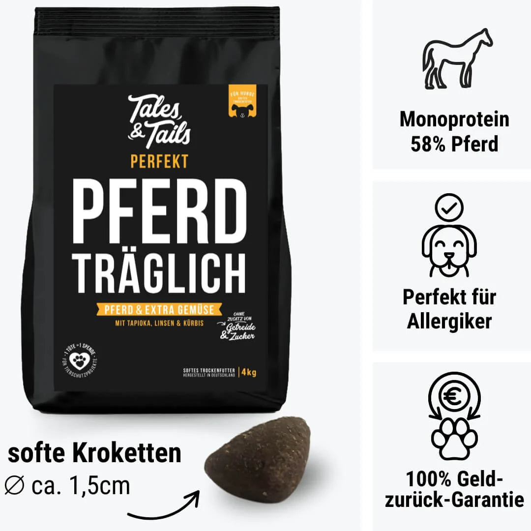 Perfekt PferdTräglich - Softes Trockenfutter - Hundefutter mit Pferd
