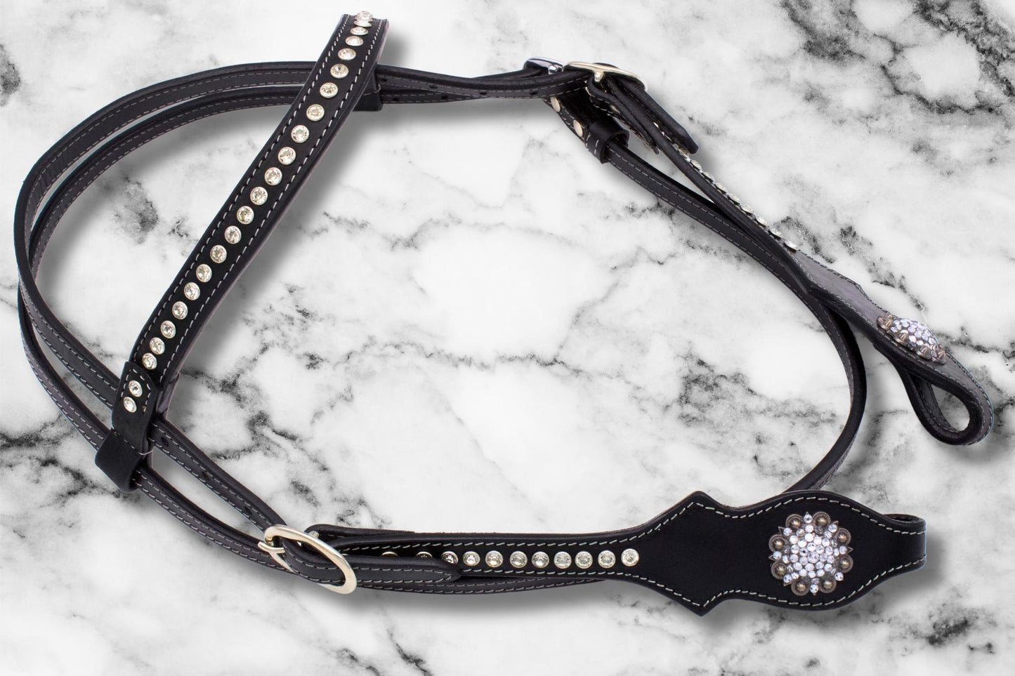 Elegante Kaltblut Westerntrense schwarz mit klaren Strasssteinchen