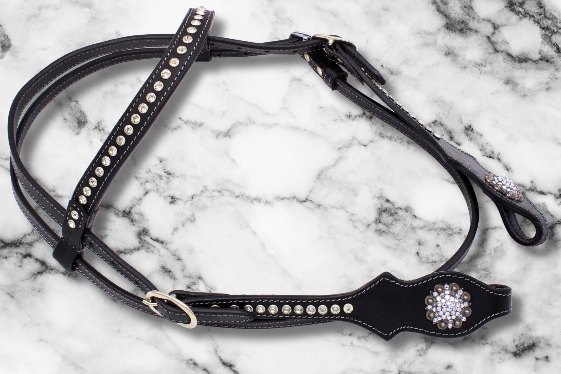 Elegante Kaltblut Westerntrense schwarz mit klaren Strasssteinchen