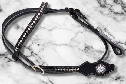 Elegante Kaltblut Westerntrense schwarz mit klaren Strasssteinchen