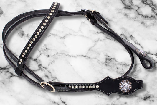 Elegante Kaltblut Westerntrense schwarz mit klaren Strasssteinchen