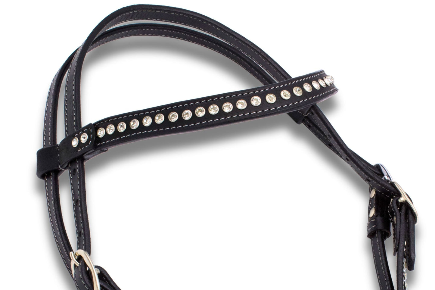 Elegante Kaltblut Westerntrense schwarz mit klaren Strasssteinchen,