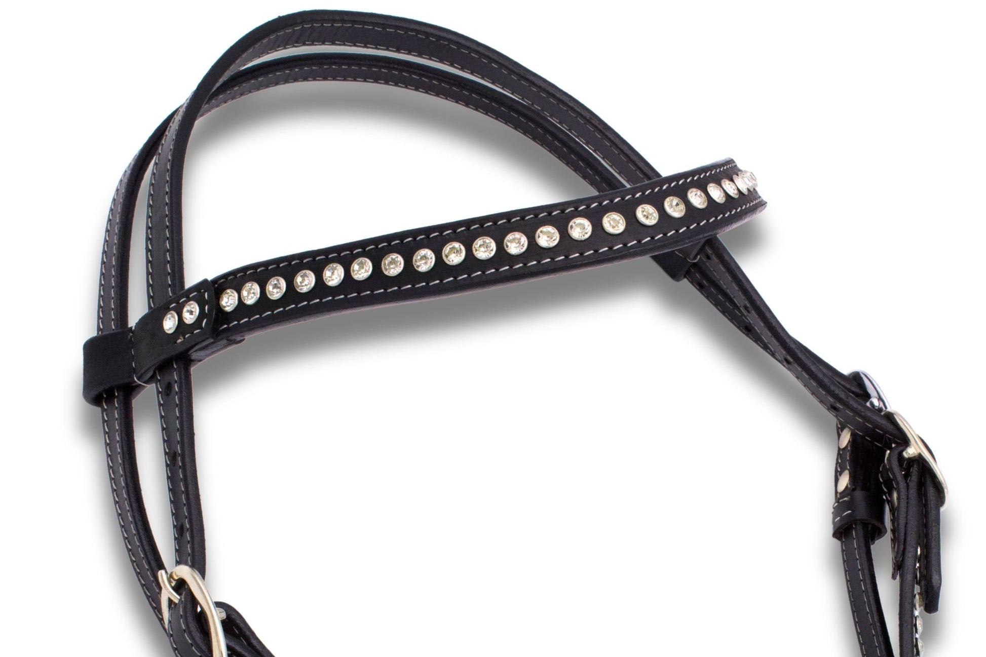 Elegante Kaltblut Westerntrense schwarz mit klaren Strasssteinchen,