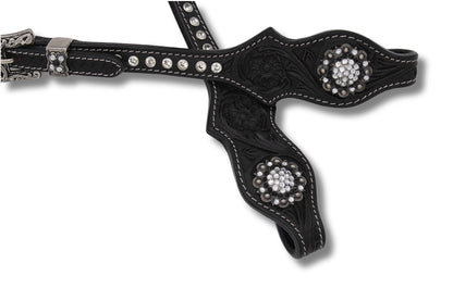 Kaltblut Zweiohr Westerntrense schwarz/weiß mit Perlen-Earloop,