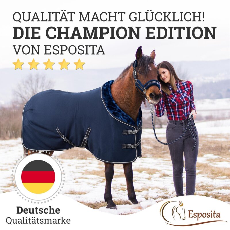 Abschwitzdecke "Champion Edition" Fleecedecke mit Kragen und Zierpaspel, Paradedecke, Showdecke