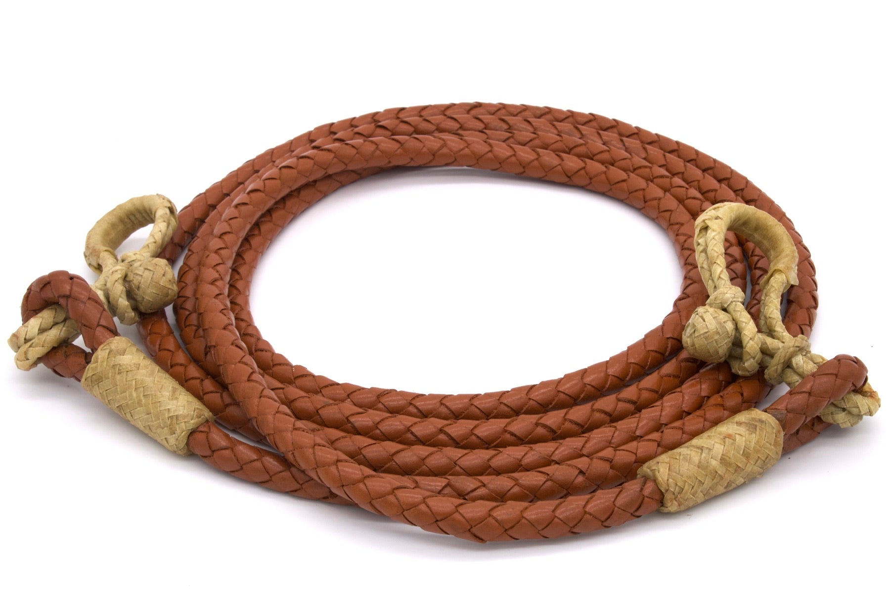 Geflochtene Lederzügel geschlossen mit Rohhaut 3,1 Meter