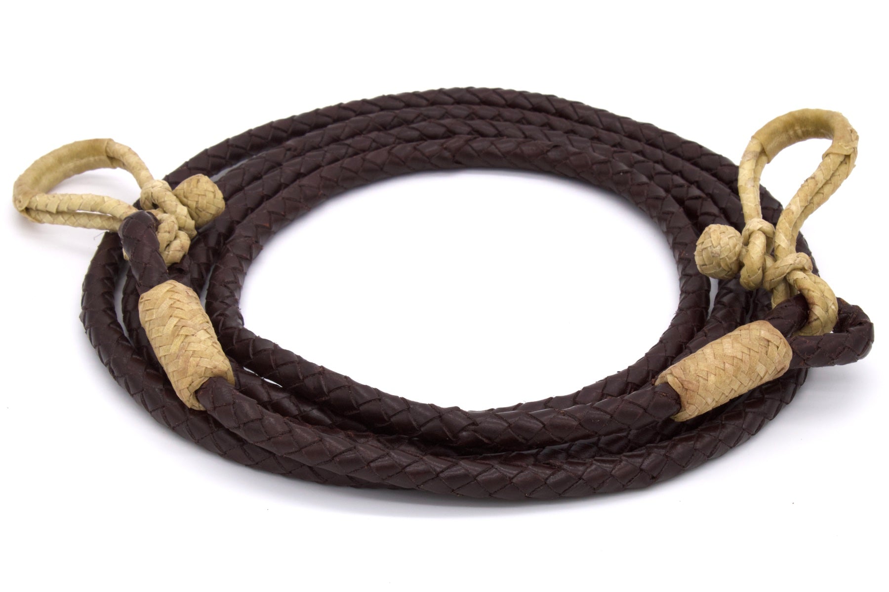 Geflochtene Lederzügel geschlossen mit Rohhaut 3,1 Meter