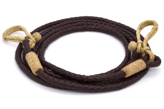 Geflochtene Lederzügel geschlossen mit Rohhaut 3,1 Meter