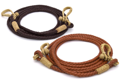 Geflochtene Lederzügel geschlossen mit Rohhaut 3,1 Meter,