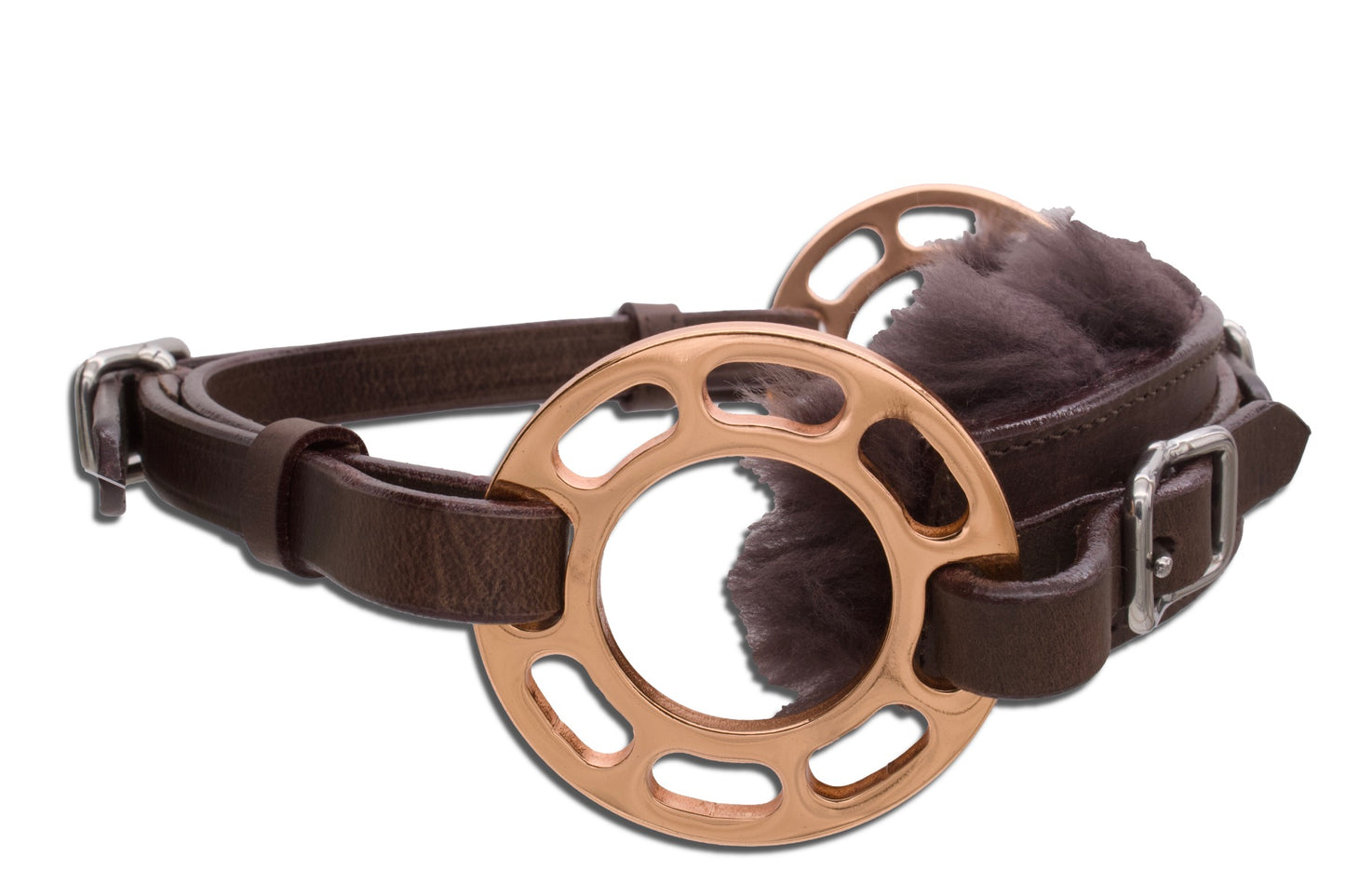 Glücksrad rosegold, mit Lammfell, gebisslos, rosegold-braun