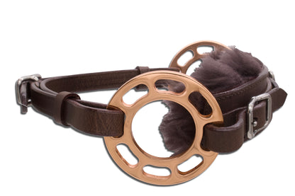 Glücksrad rosegold, mit Lammfell, gebisslos, rosegold-braun