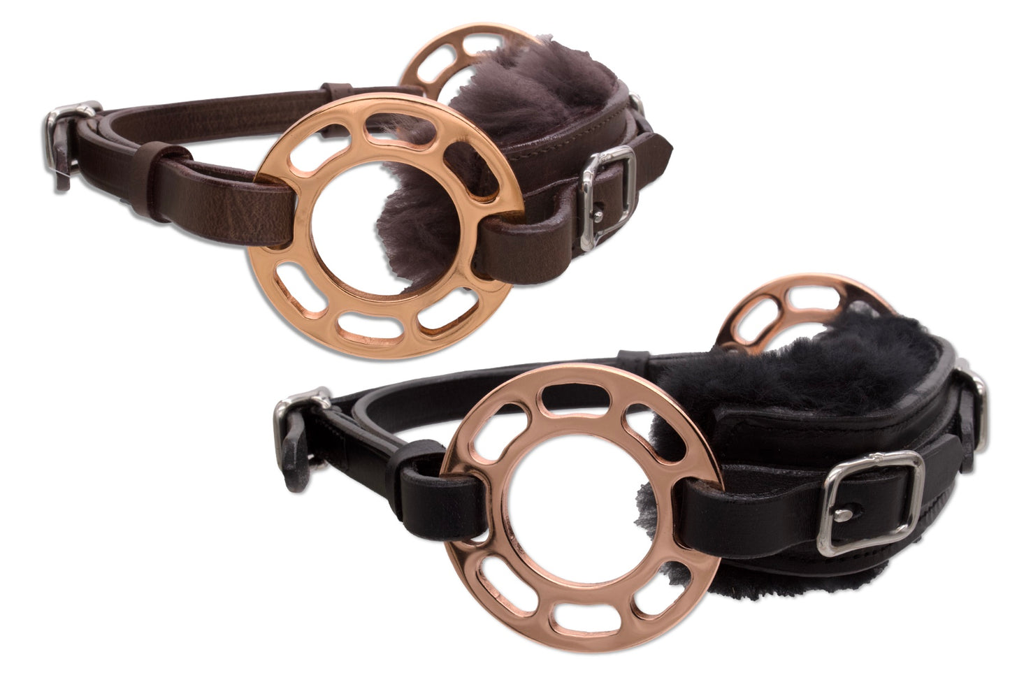 Glücksrad rosegold, mit Lammfell, gebisslos, rosegold-braun,