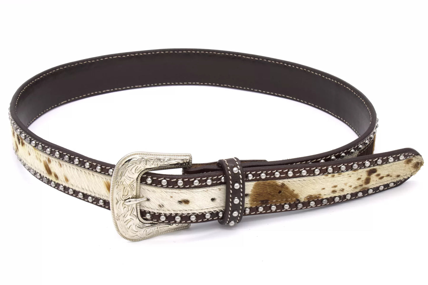 Gürtel Western Style mit Echthaar Inlay und Nieten