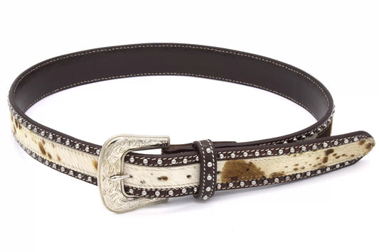 Gürtel Western Style mit Echthaar Inlay und Nieten