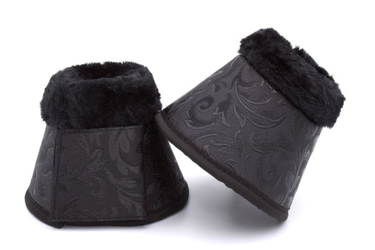 Hufglocken flower mit Fellrand, black, Springglocken schwarz