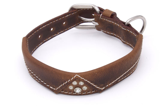 Vintage Hundehalsband mit Kragen aus Echtleder