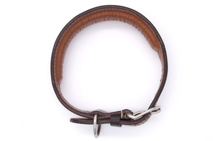 Vintage Hundehalsband aus Echtleder, weich unterlegt, mit dunkler Verzierung,