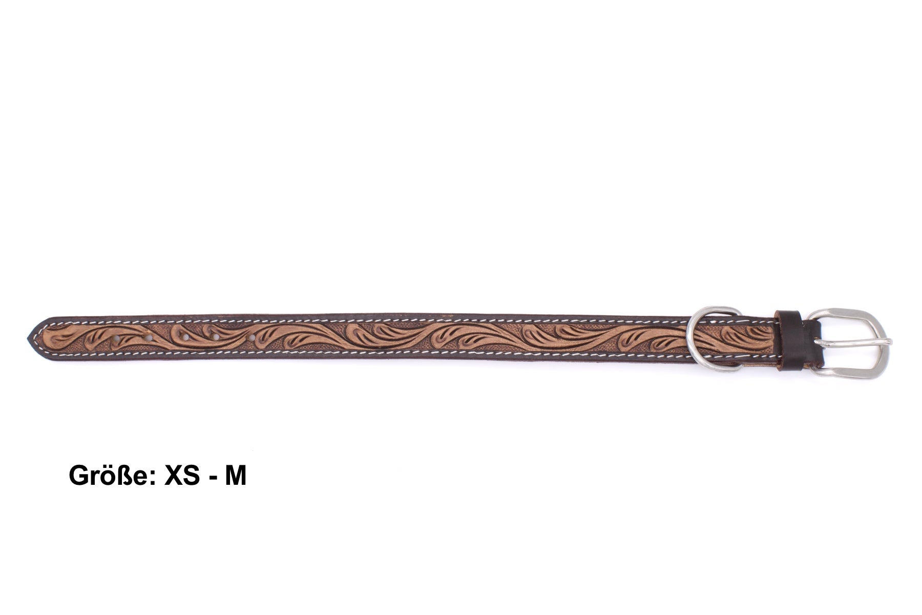 Vintage Hundehalsband aus Echtleder, weich unterlegt, mit dunkler Verzierung,