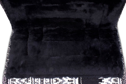 Lammfell Westernpad mit Blanket, Kombipad mit Blanket, silber-schwarz,