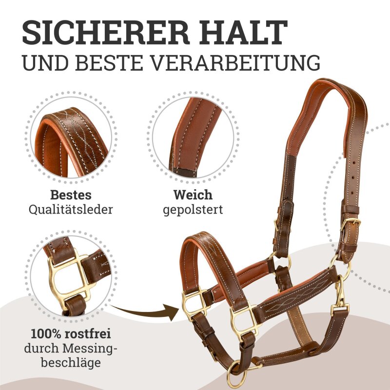 Lederhalfter "Deluxe" anatomisch Fettleder Braun