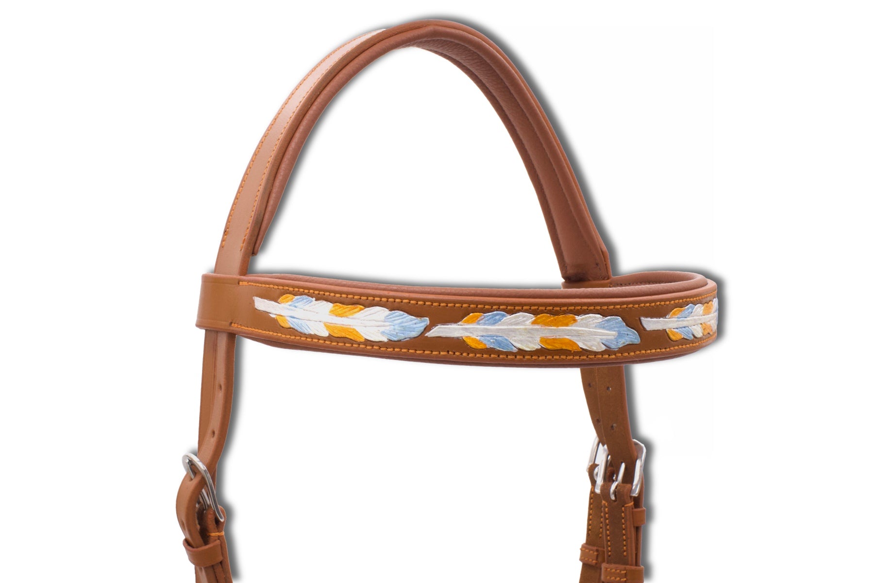 Sidepull super soft, anatomisch, braun, mit Federdesign, gebissloses reiten,