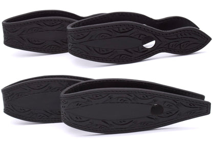 Schwarze Leder slobber bars, slobber straps allblack, mit Punzierung,