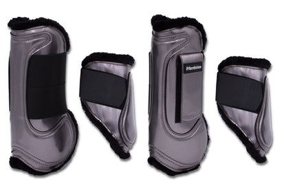 Gamaschen und Streichkappen anthrazitgrau, Springgamaschen 4er Set